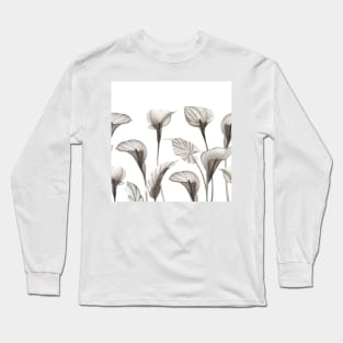 Elegant Xray Calla flowers. Tropical transparent watercolor flowers print Long Sleeve T-Shirt